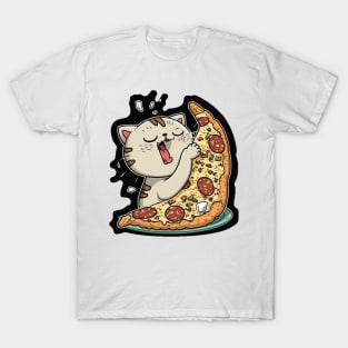 Cat eating pizza T-Shirt